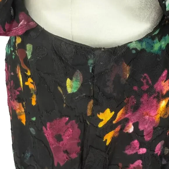 ECI Black Floral Y2K Ruffle Vintage Fairy Tiered Moody Maxi Dress Whimsigoth M‎ - Picture 3 of 9